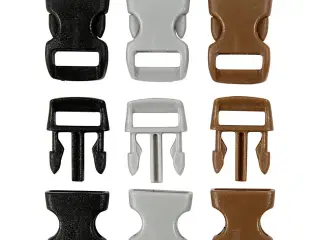 Kliklås, L: 29 mm, B: 15 mm, hulstr. 3x11 mm, sort, brun, grå, 100stk./ 1 pk.