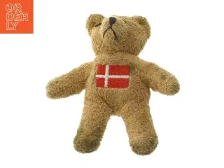 Tøjdyr bamse med dansk flag fra Godtbergsen (str. 12,5 cm)