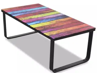 Sofabord med regnbueprint glasbordplade