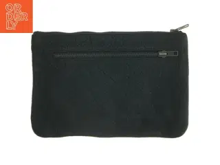 Sort clutch/læderpung med lynlåslukning (str. 15x17 cm)