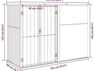 Redskabsskur til haven 225x89x161 cm galvaniseret stål antracit