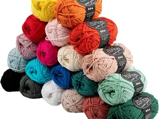 Bomuldsgarn, L: 80-85 M, ass. farver, 20x50g/ 1 pk.