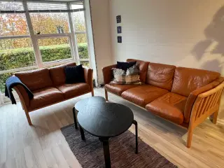 Cognac lædersofaer 2+3