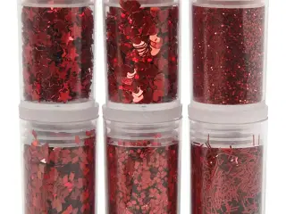Bionedbrydelig Rød Glitter & Pailletter - 6x7ml