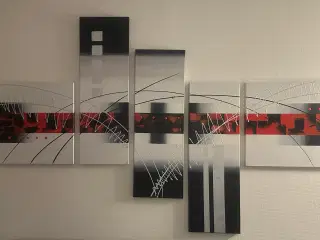Abstrakt maleri i 5 asymmetriske dele