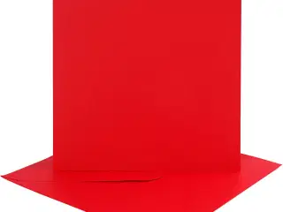Kort og kuverter, kort str. 15,2x15,2 cm, kuvert str. 16x16 cm, 230 g, rød, 4sæt/ 1 pk.