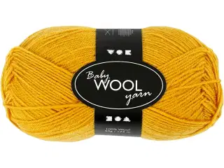 Blødt Babygarn i Mørk Gul - 50g, 172m Merinould