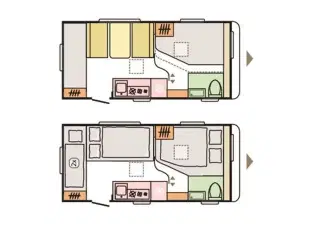 2026 - Adria Aviva 472 PK    Dobbeltseng og køjer, side-sidde-gruppe, USB stik, TV-holder, stort 142 l. køleskab med fryser