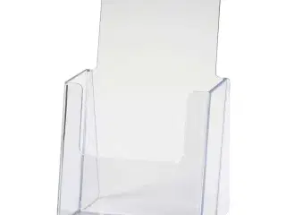 Skråtstillet brochureholder i klar akryl, 110x80x200 mm
