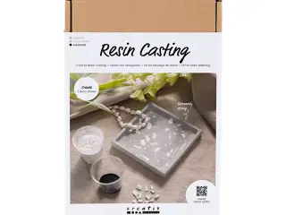 DIY Kit Resin Støbning, Firkantet bakke med terrazzo, sort, hvid, 1 pk.
