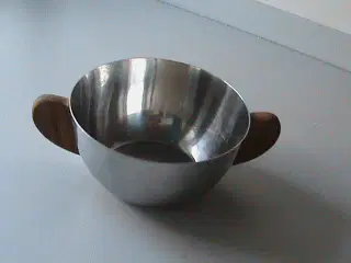Retro skål rustfri stål med træhanke