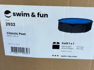 Pool 1.2 x 4.6m stål helt ny