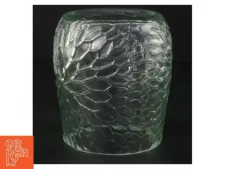 Presset Glas vase i smukt Is Krystal mønster  (str. 12 x ø, 10 cm)