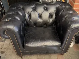 Lænestol CHESTERFIELD læder Sort