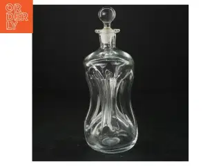Glas karaffel med prop, klukflaske (str. 21 cm. 7 cm i diameter)