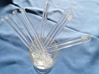 Glas-"rørespader" - 12 stk. + likørglas