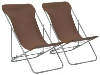 Foldbare strandstole 2 stk. stål og oxfordstof brun