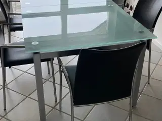 Spisebord, glas med tillægsplade