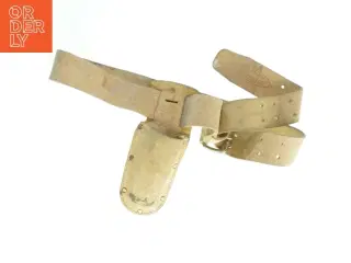 Vintage læder bælte med knivskede (str. 136 cm)