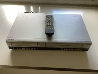 Kombineret Philips DVD-/VHS afspiller m. Fjernbetj