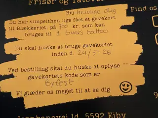 Gavekort til tatto