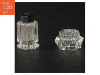 Salt- og peber sæt i facetteret krystal glas (str. 6x3 cm)