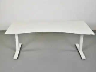 Scan office hæve-/sænkebord med hvid plade og hvidt stel, 180 cm.