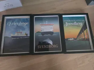 Tre Svendborg billeder I ramme 