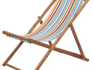 Foldbar strandstol stof og træstel flerfarvet