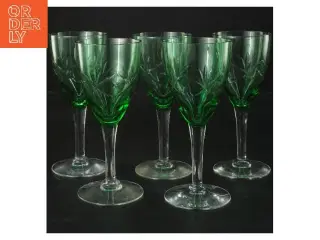 Grønne Ulla glas med mønster (str. 5 stk Ø 6,5 cm længde 15 cm)
