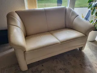 Creme farvet læder sofa