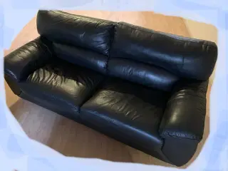2stk Sofa sort læder 3pers