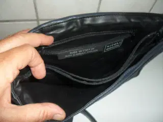 Skuldertaske dame blå blød skind, Retro