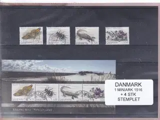 Danmark - Miniark 1516 + enkeltmærke - Stemplet