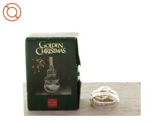 Julepynt, smuk bamse i glas, golden christmas fra Holmegaard (str. 11 x 7 cm)