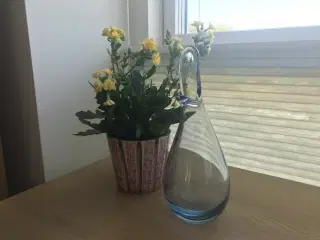 Stor næbvase  i aqua blåt glas - Holmegaard