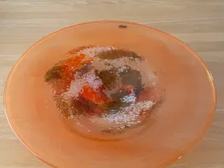 Orange glasfad handmade 45 cm. 