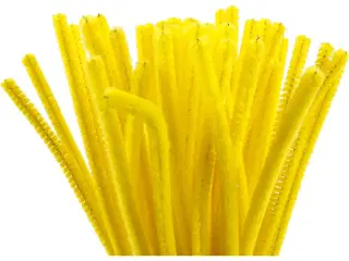 Chenille, L: 30 cm, tykkelse 6 mm, gul, 50stk./ 1 pk.