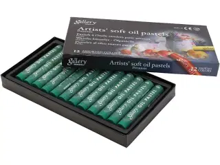 Gallery Oliepastel, L: 7 cm, diam. 11 mm, tykkelse 11 mm, smaragdgrøn, 12stk./ 1 pk.