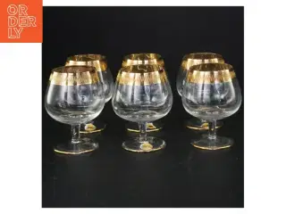 Tosca Lyngby Vintage cognacglas med guldkant fra Lyngby (str. 8 komma 5 x 6 ikomma 5 cm)