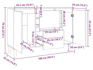 Skænk 101x35x70 cm konstrueret træ sort