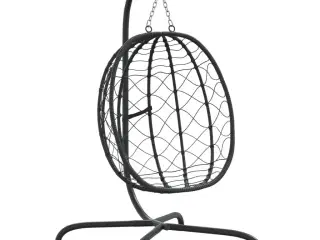 Hængestol med hynde polyrattan og stål antracitgrå