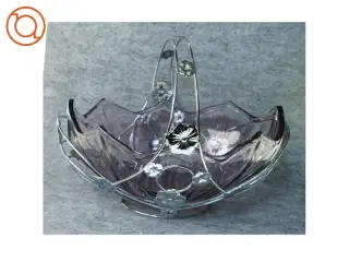 Ornamenteret Sølv kurv med lillatonet glasskål (str. 26 x 16 cm)