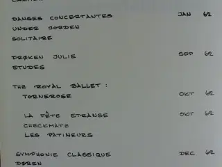 det kongelige teater ballet programmer 1961-1966, 