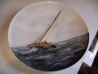 platte med sejlskib 32 cm H & C