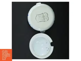 Porcelænssennepskrukke med blåmønster