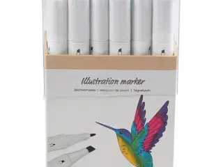 Illustration Marker, streg 1+8 mm, suppleringsfarver, 24stk./ 1 pk.