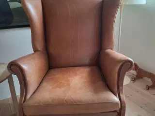 2 stk. Øreklapstole lysebrun cognac farvet
