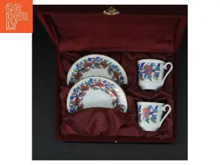 Porcelæns kaffekop sæt med tallerkener fra Kutahya (str. Ø 11,5& 5,5 cm)