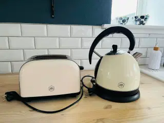 OBH elkedel og brødrister beige farve 